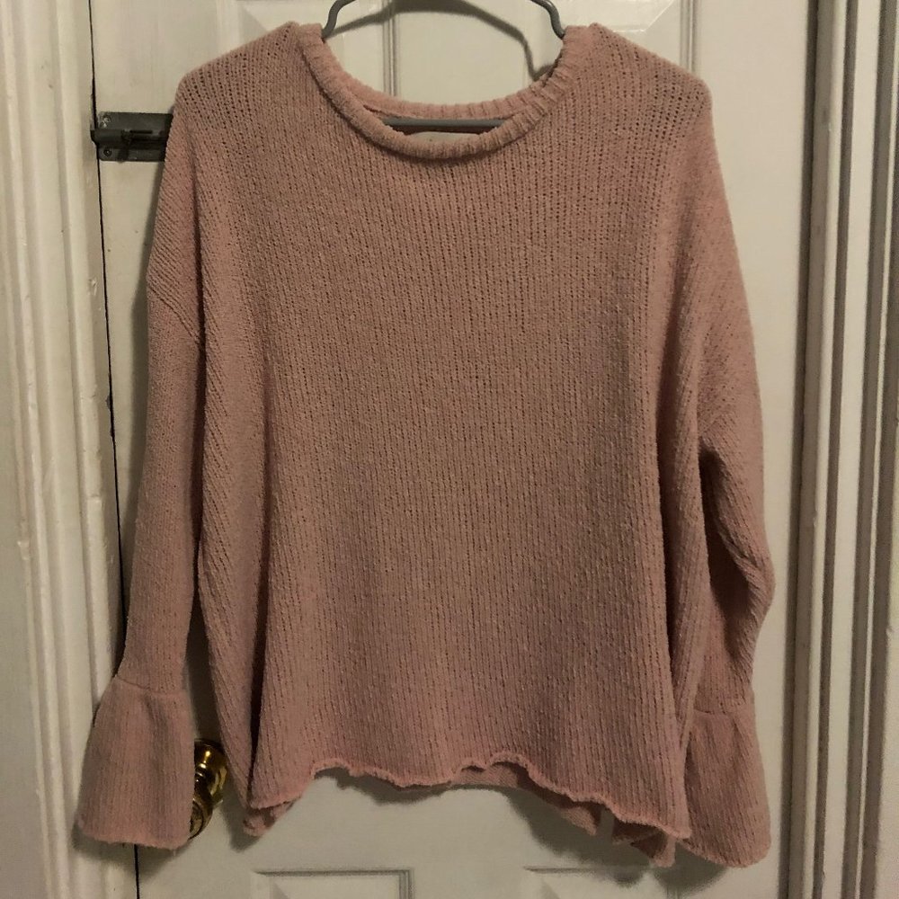 Dusty Rose Oversized PullOver Bell Sleeve Sweater